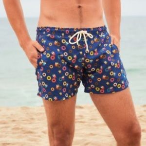 La Isla Men Swim Trunks Shorts Blue Print Sz 34 Designer Resort Pool